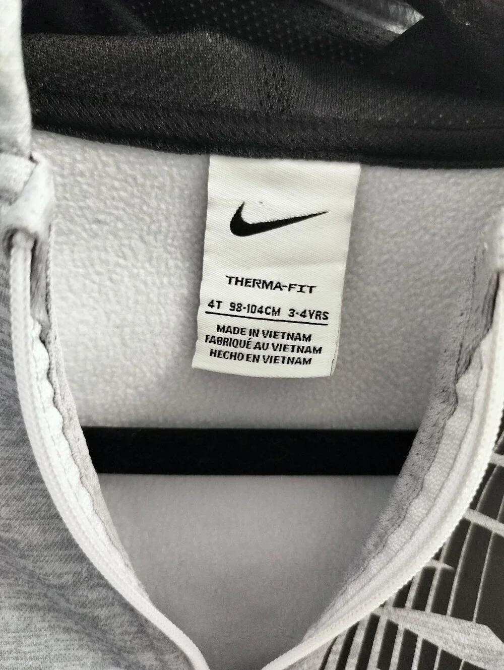 Nike Boys/Toddler 4T Therma-FIT Gray Full-Zip Fleece Hoodie
